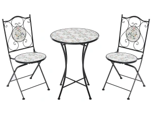 Set 2 scaune fier forjat pentru gradina COLLIO, pliabile, metal negru si ceramica, stil vintage - Img 2