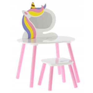 Set de toaleta Lily cu masuta si scaun pentru copii, unicorn - Img 1