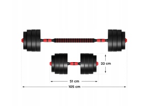 Set gantere reglabile Athler Home Gym 4in1, 20 kg, rosu/negru - Img 4