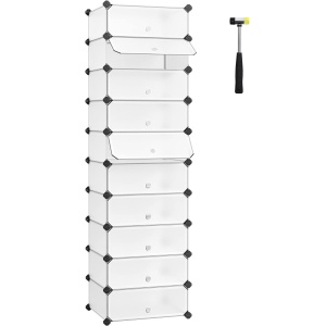 SONGMICS Dulap de depozitare pantofi modular, configurabil cu 10 compartimente, 43x31x173cm, alb - Img 1