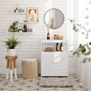 SONGMICS Set de 3 rafturi de perete plutitoare, MDF lucios, 30/45/60 cm, alb - Img 2