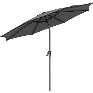 SONGMICS Umbrela de gradina, cu manivela pentru deschidere, sistem inclinare, 300cm, gri - Img 1