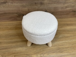 Taburet pentru copii, rotund, spatiu depozitare, 30x28cm, maxim 50kg, alb - Img 3