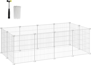 Tarc pentru animale mici Songmics, 143 × 73 × 46 cm, alb - Img 3