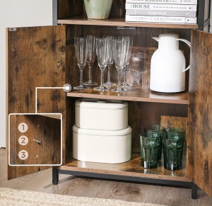 VASAGLE Comoda cu rafturi tip bufet, utilizare multifunctionala, stil industrial, 35x60x125cm, maro rustic - Img 3