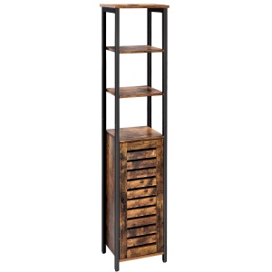 VASAGLE Dulap de depozitare in stil turn, 5 rafturi, compartiment cu usa, 37x30x167cm, maro rustic - Img 1