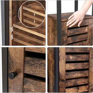 VASAGLE Dulap de depozitare in stil turn, 5 rafturi, compartiment cu usa, 37x30x167cm, maro rustic - Img 4