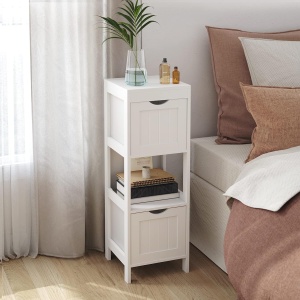 VASAGLE Dulap de podea pentru baie, multifunctional, 2 sertare, 30x30x89cm, alb - Img 3