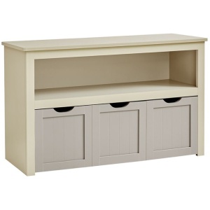 VASAGLE Dulap depozitare jucarii, din MDF, cu 3 compartimente detasabile pe roti, 30x102x60 cm, bej