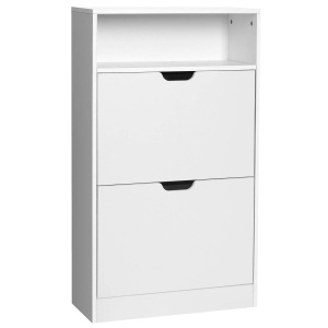 VASAGLE Dulap pantofi cu 3 usi rabatabile, pentru 8-12 perechi, 60x24x102 cm, alb - Img 1