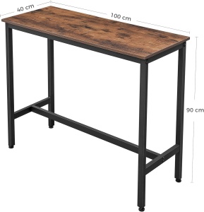VASAGLE Masa de bar inalta, cadru metalic, design industrial, 100x40x90cm, maro rustic - Img 3
