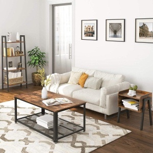 VASAGLE Noptiera cu compartiment de depozitare frontal deschis, MDF, 42x35x52cm, maro rustic - Img 2