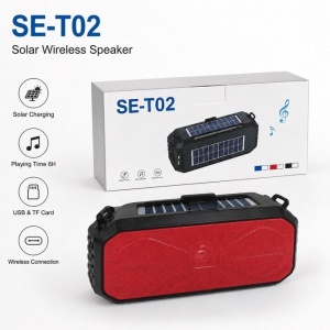 Boxa portabila solara SE-T02, Bluetooth 5.0, 1500mAh, autonomie pana la 6 ore, incarcare solara, USB, TF Card, negru - Img 6
