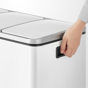 Cos de gunoi pentru reciclare SONGMICS, 3 compartimente, 3×18 L, 61×31×56 cm, alb - Img 2