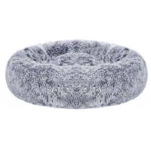 FEANDREA Pat pufos pentru caini si pisici, cu husa detasabila, lavabila, plus moale cu fir lung, 50 cm, gri