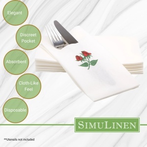 Servetele de masa premium Simulinen, design floral, unica folosinta, material textil - Img 6