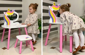 Set de toaleta Lily cu masuta si scaun pentru copii, unicorn - Img 4