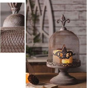 Suport lumanare / Sfesnic retro, 43 x 23 cm, gri - Img 2