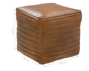 Taburet cub din piele naturala Aubry Gaspard, maro, 40 × 40 × 42 cm - Img 4