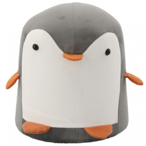 Taburet pentru copii, 28x25cm, maxim 50kg, model pinguin gri