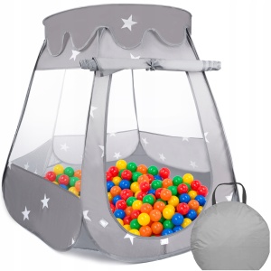 Tarc loc de joaca pentru copii sau bebe, material textil, gri, 120x120x86cm - Img 2