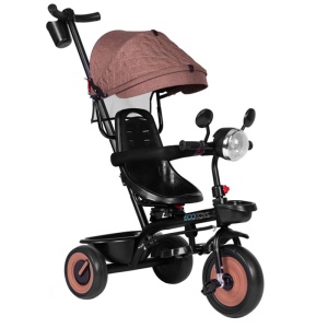 Tricicleta 3 in 1 pentru copii 61x41x25 cm, sezut rotativ, lumina si sunete, cadru otel si roti EVA, negru - Img 1