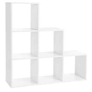 VASAGLE Biblioteca cu 6 compartimente, unitate de depozitare pentru decoratiuni, din lemn, 29x98x98cm, alb - Img 1
