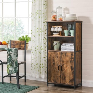 VASAGLE Comoda cu rafturi tip bufet, utilizare multifunctionala, stil industrial, 35x60x125cm, maro rustic - Img 4