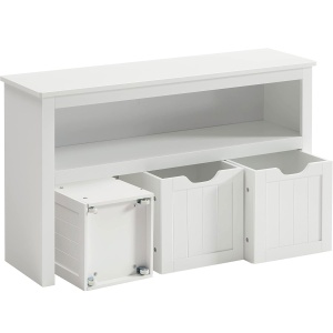 VASAGLE Comoda cu spatiu depozitare jucarii, 3 dulapuri mobile, 102x30x60 cm, alb - Img 1