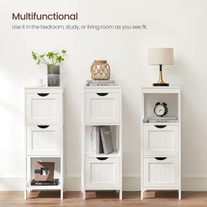 VASAGLE Dulap de podea pentru baie, multifunctional, 2 sertare, 30x30x89cm, alb - Img 4