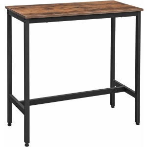 VASAGLE Masa de bar inalta, cadru metalic, design industrial, 100x40x90cm, maro rustic - Img 1