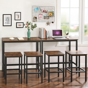VASAGLE Masa de bar inalta, cadru metalic, design industrial, 100x40x90cm, maro rustic - Img 4