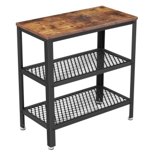 VASAGLE Masa de cafea laterala, cu 3 nivele, cadru din otel, 60x30x60cm, maro rustic