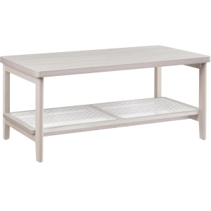 VASAGLE Masuta de cafea, din MDF, cu spatiu de depozitare pe 2 nivele, 55x100x45 cm, stil boho, bej - Img 1