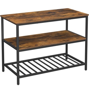 VASAGLE Raft de bucatarie tip insula, cadru de otel cu 3 nivele, stil industrial, 60x120x90cm, maro - Img 1