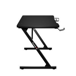 Birou pentru gaming Huzaro Hero 1.8, Suport pentru casti si pahare, Doua intrari speciale de cablu, Design dinamic, 100 x 60 cm, Negru - Img 4