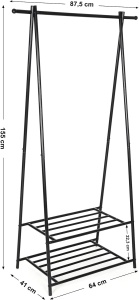 (DL) SONGMICS Suport pentru haine, cu raft depozitare pe 2 niveluri, cadru metalic, 88x41x155cm, negru - Img 3