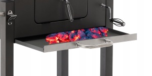 Gratar dreptunghiular pe carbuni, cu suport lateral si termometru capac, 115x60x108cm - Img 2