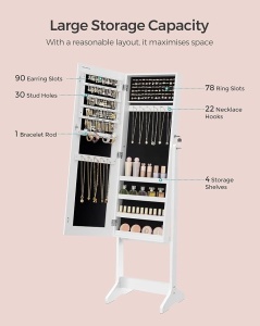 Oglinda integrala cu organizator bijuterii, Songmics, 151 cm, alb - Img 6