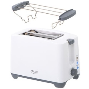 Prajitor paine Adler AD 3216, 2 felii, 1000 W, 7 niveluri rumenire, gratar incalzire paine, alb - Img 3