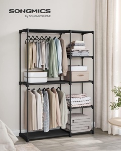 Raft pentru haine Songmics, 43 × 124 × 182 cm, negru - Img 5