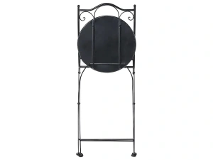 Set 2 scaune fier forjat pentru gradina COLLIO, pliabile, metal negru si ceramica, stil vintage - Img 6
