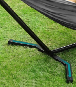 SONGMICS Hamac cu cadru metalic, reglabil la 5 inaltimi, maxim 240 kg, 300x90x95cm, gri - Img 3