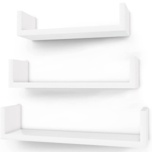 SONGMICS Rafturi plutitoare de perete, set 3 bucati, MDF, 30, 35 si 40 cm, alb