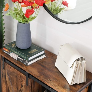 VASAGLE Comoda tip bufet cu usa glisanta si rafturi reglabile, stil industrial, 70x30x80cm, maro rusitc - Img 2