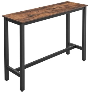 VASAGLE Masa de bar inalta, cadru metalic, design industrial, 120x40x100cm, maro rustic - Img 1