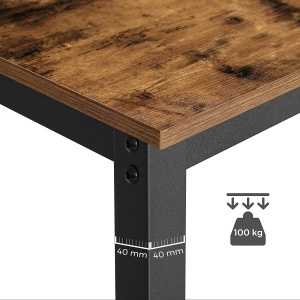 VASAGLE Masa de bar pentru bucatarie, dreptunghiulara, inalta, cadru de otel, 60x120x90cm, stil industrial, maro rustic si negru - Img 4