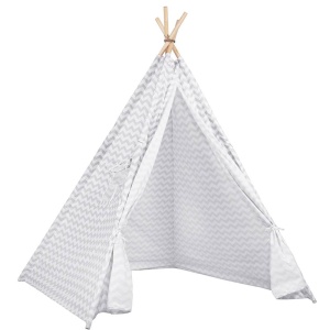 Cort copii Sersimo stil indian Teepee Tent cu fereastra, alb gri zig zag - Img 1