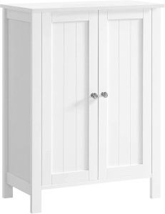 Dulap baie Vasagle, 2 usi + 2 rafturi reglabile, 30 × 60 × 80 cm, alb