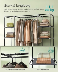 Dulap textil portabil Songmics, 150x45x175 cm, gri - Img 3